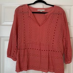 Eyelet peplum top